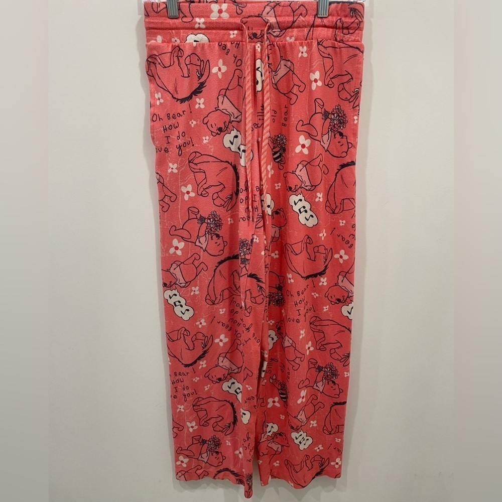 DISNEY Pajamas Size XS Pink Black Pull On Winnie the Pooh Pants Front Pockets